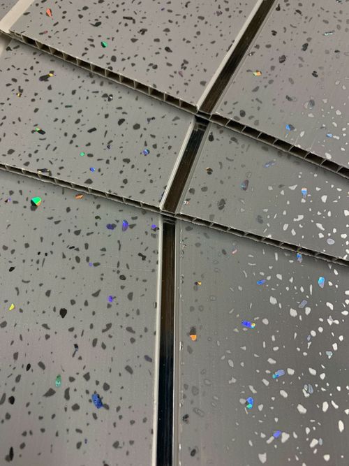 10 Grey Sparkle Chrome Strip Bathroom Cladding PVC Plastic Shower Wall Panels — image 10