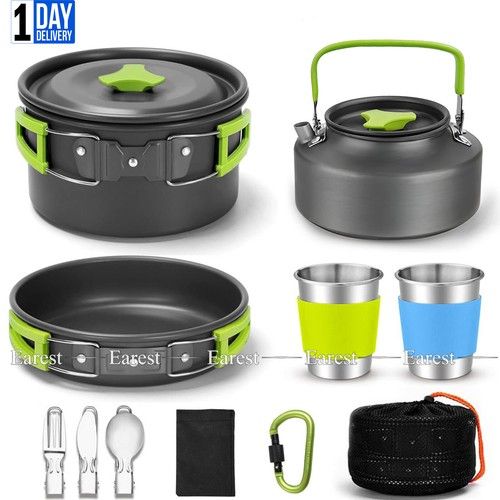 Camping Cookware Kit Hiking Picnic Cooking Pot Pan Set Outdoor Portable Kettle