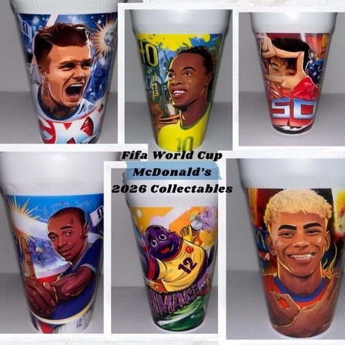 McDonald’s Fifa World Cup 2026 Collectables Full Set 6 Cups Brand New In Packs