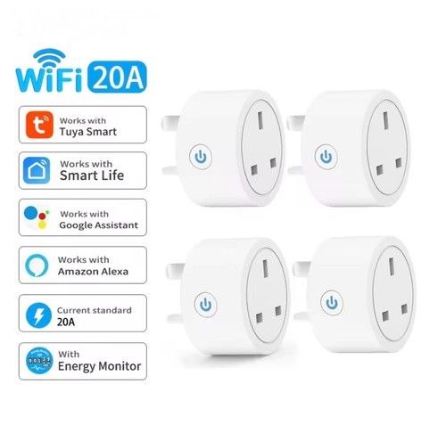 WiFi Smart plug UK Socket + Energy Monitor 16/20A Alexa Google - Tuya Smart Life