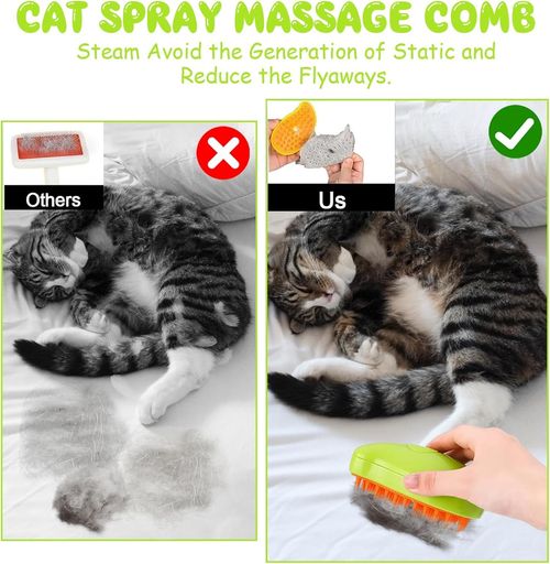3IN1 Cat Steam Brush Self Cleaning Multi Grooming Brushes Electric Pet Hair Comb — image 4