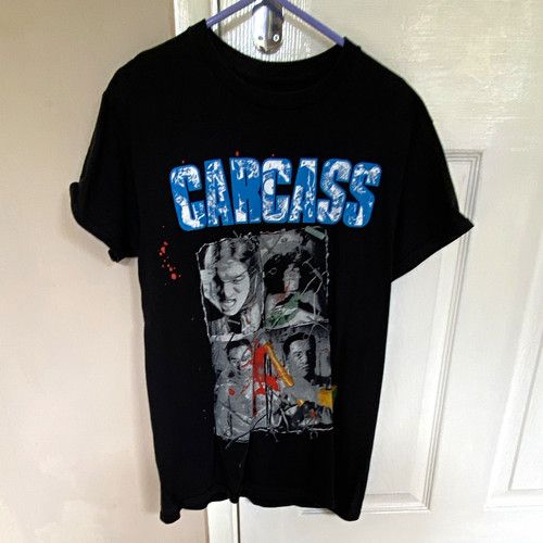 Carcass Black T-Shirt Metal Band Graphic Front & Back Print Necroticism Design S