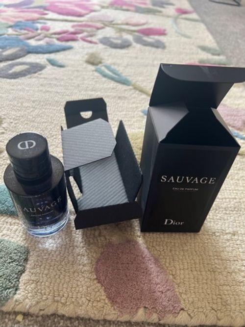 dior sauvage parfum bottle empty, box included, condition very good