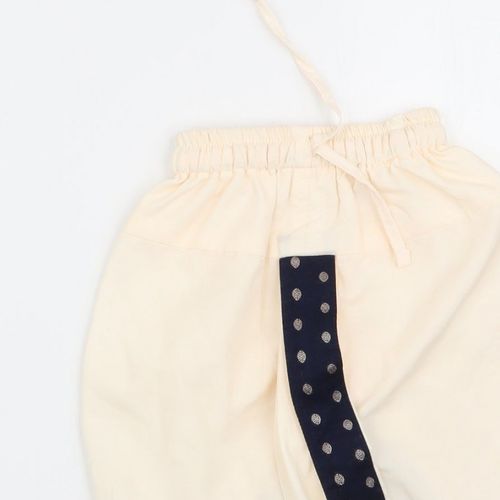 Preworn Girls Jogger Trousers Size 9-12 Months Ivory Elastic Waist — image 9