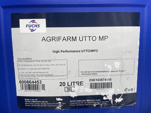 Fuchs AGRIFARM UTTO MP Super Performance Gear & Hydraulic Oil 20 Litres 20L