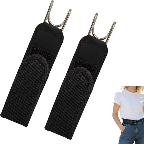 2PCS Metal Hook Elastic Belt Unisex Buckle-less Invisible Waist Belt Closure — image 2
