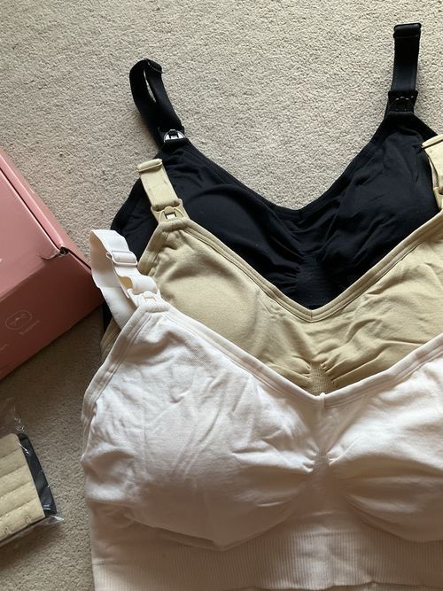 HOFISH Nursing Bras 3-Pack Set Size L Black Beige pink — image 2