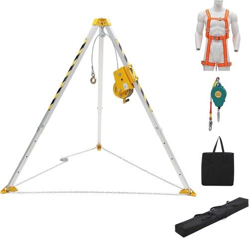 Confined Space Tripod Kit with Winch Rescue Tripod Fall Arrest 8 ft Legs 1200lbs