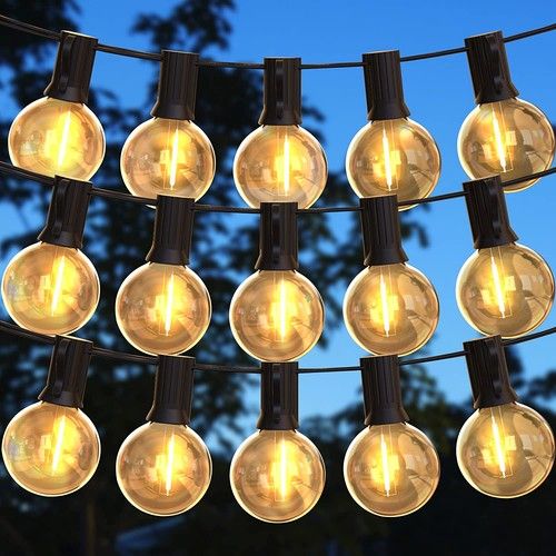100FT Outdoor String Light 46+4 LED Bulbs Garden Decorative Lights Mains Powered