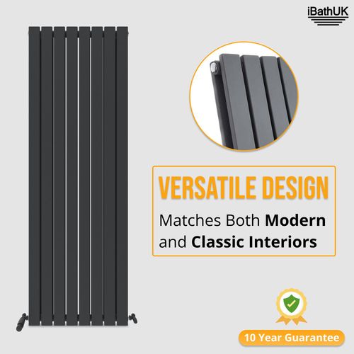 Radiator Vertical Designer Flat Double Angled Valve Anthracite Panel 1800x608mm — image 6