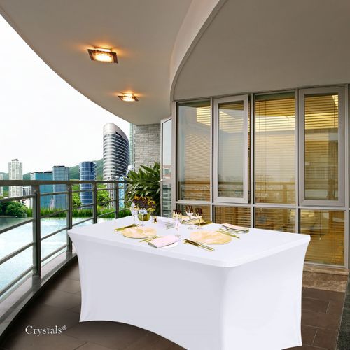 6FT Rectangular Stretch Tight Fit Folding Table Cover Trestle Table cloth - 1.8m — image 4