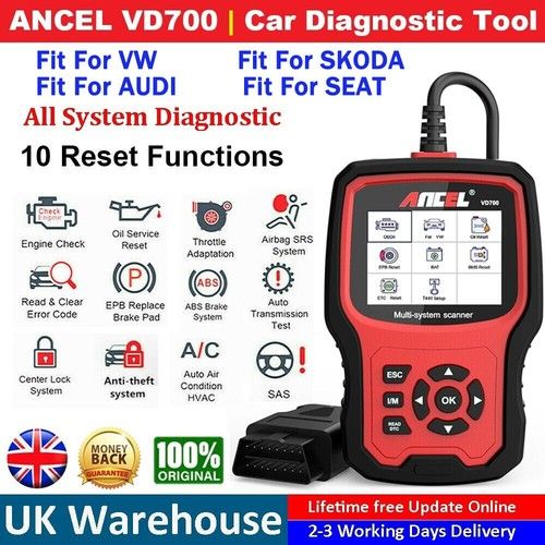 ANCEL VD700 For VAG OBD2 Scanner Full System Diagnostic Tool Code Reader EPB OIL