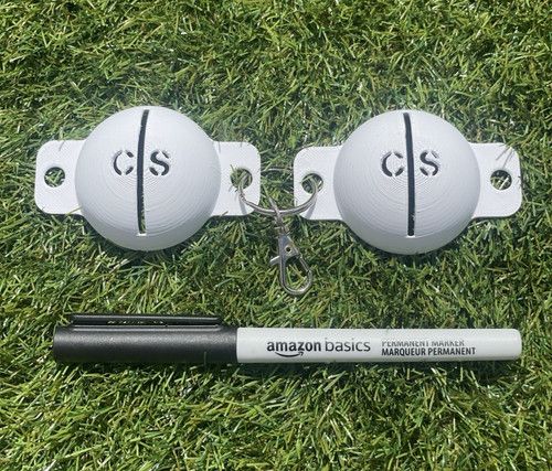 2 x Personalised Golf Ball Stencil Line Marker + Permanent Marker Pen Gift