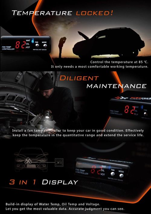 Cooling Fan Temperature Controller Display Engine Radiator Water Oil Temp 12v — image 16