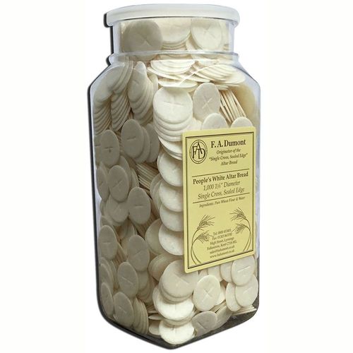 Church Altar Bread, Peoples Communion Wafers 1 1/8" Plastic Containers of 1000 — image 1