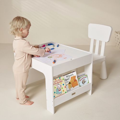 Kids Activity Table Play Table for Toddler with Lego Surface Storage Blackboard — image 8
