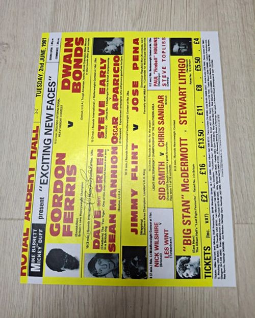  Dave 'Boy' Green signed paper flyer from royal Albert Hall 2nd June 1981 
