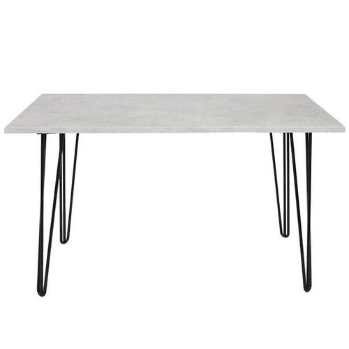 Grey Dining Table with Hairpin Legs, Bench & 4 Black Velvet Chairs Set For Room
