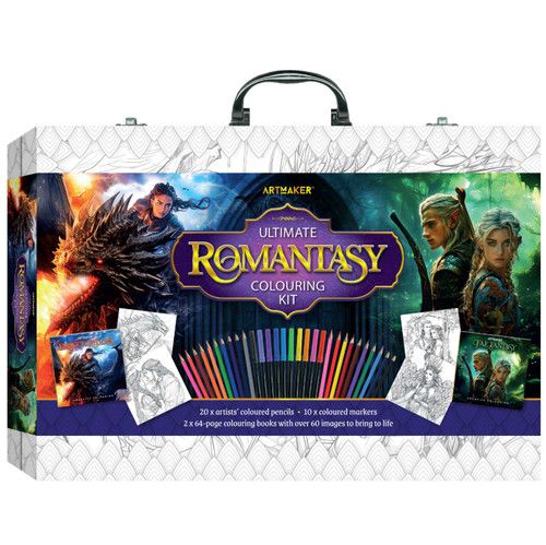 Artmaker Ultimate Romantasy Colouring Kit 2x 64 Page Book 20x Pencils 10x Pens