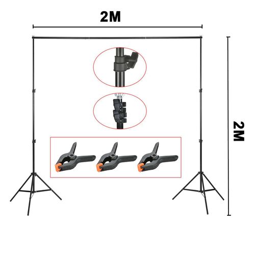 2x2M Photography Photo Studio Background Support Stand Kit Screen Backdrop Set — image 2