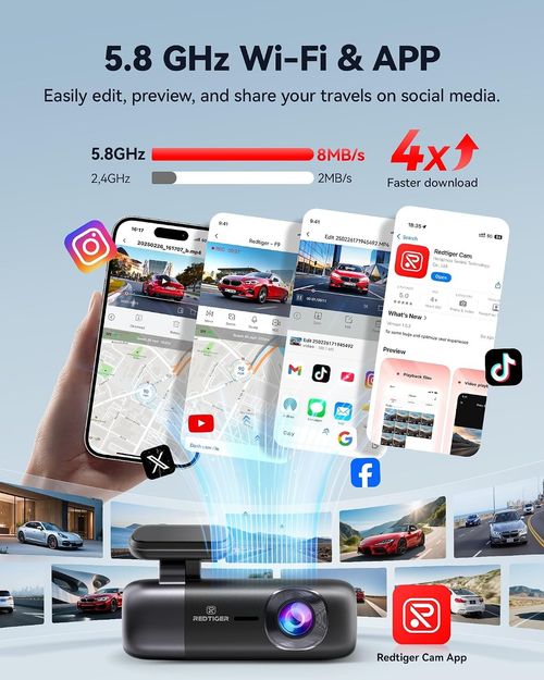 REDTIGER 4K Dash Cam Front and Rear Dash Camera With 5.8GHz WiFi GPS — image 4