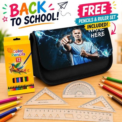 Haaland Pencil Case City School Stationary Bag Personalised Football NLP31