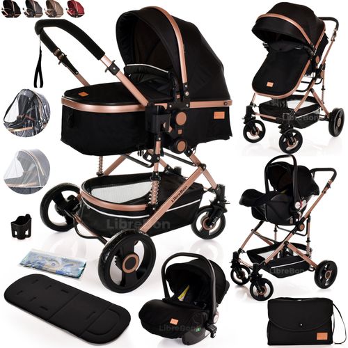 LIBREBON Baby Pram WITH CAR SEAT Buggy 3 in 1 Travel System Pushchair Up To 22Kg — image 1