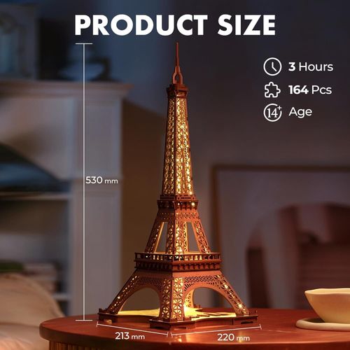 Rolife 4 lighting modes 3D Wooden Puzzle Eiffel Tower's Night DIY Model Toy — image 10