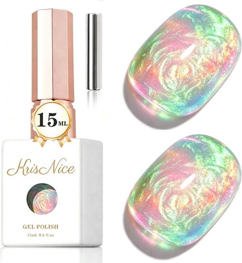 Jelly Glass Cat Eye Gel Polish with Magnet 15ML Holographic Glitter Shimmer Tran — image 12