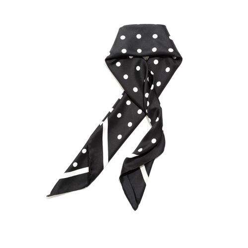 100% silk black and white Polka dot handmade women's silk Square scarf 35" 89cm — image 3