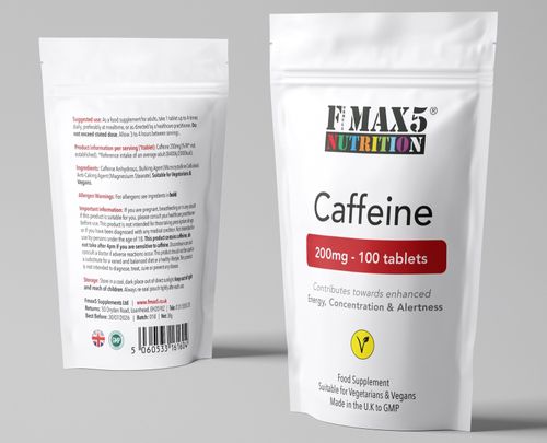 Caffeine Tablets 200mg Boost Pre Workout Energy Weight Loss Slimming Diet Pills — image 2