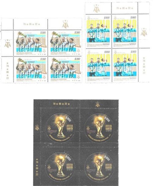 #75306 ARGENTINA 2023 FOOTBALL SOCCER CHAMPION WORLD CUP QATAR SET BLOC x4 MNH