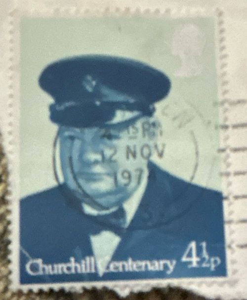 Great Britain Elizabeth II Churchill Centenary 4½p Used Stamp, Machine Cancel — image 1