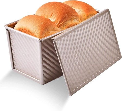 AKOLAFE Loaf Tin with Lid 1lb(450g) Bread Tin Non Stick Pullman Loaf Pan with S