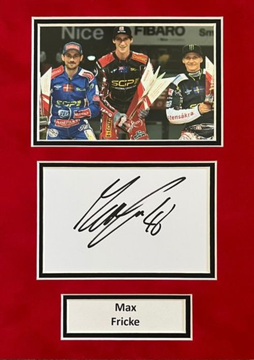 Max Fricke Hand Signed A4 Mounted Photo Display Speedway Autograph 1
