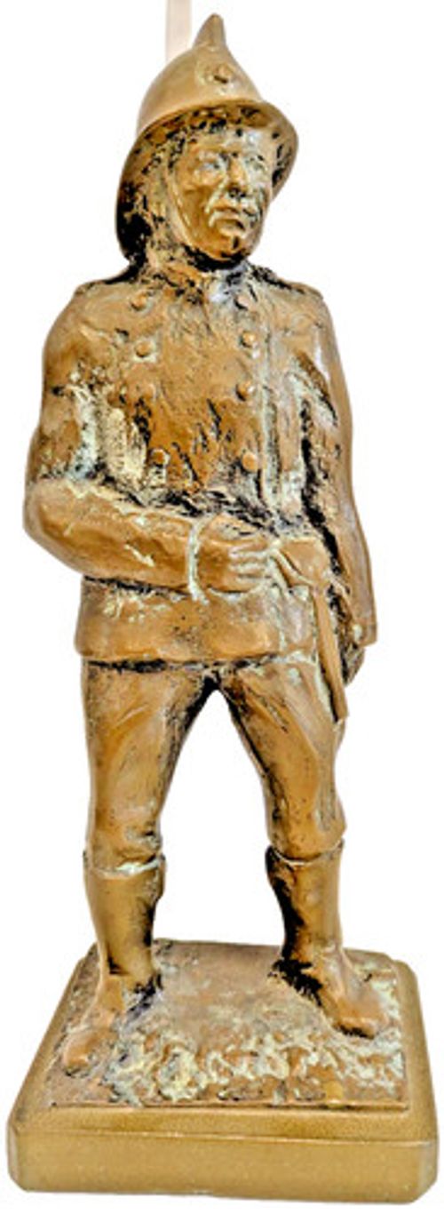 Vintage Patinette Bronze Fireman Figurine 12 Inches Tall 1.4KG Fire Service