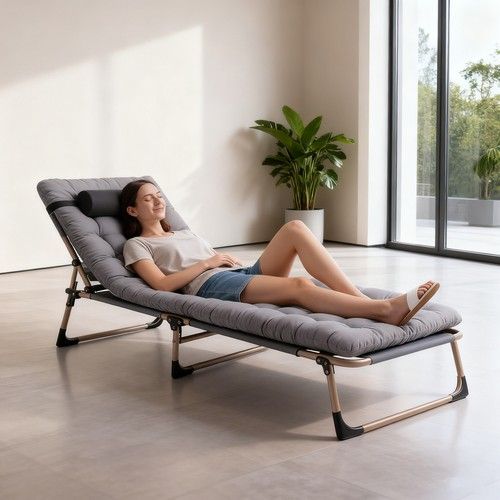 Camping Cot Heavy-Duty Portable Single Bed Folding Sleeping Bed with Mattress