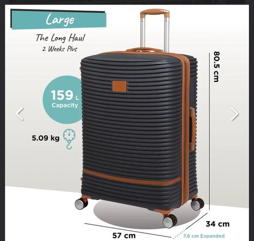 Large 159L Hardside Suitcase Luggage 4 Wheel Spinner Black & Brown 80.5cm — image 1