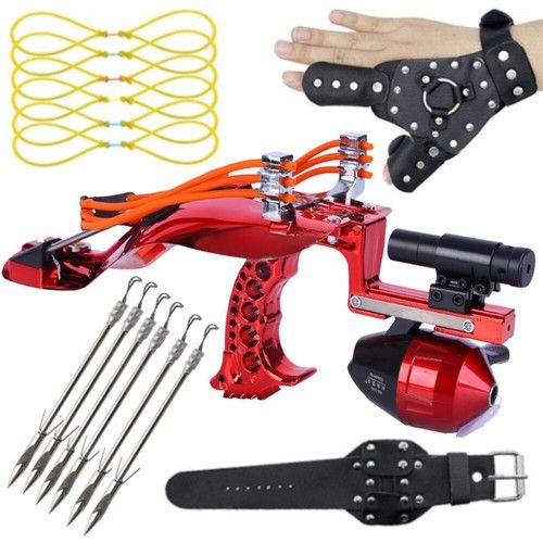 Fishing Slingshot Elastic Hunting Arrow Rest Bow Laser Catapult Crossbow