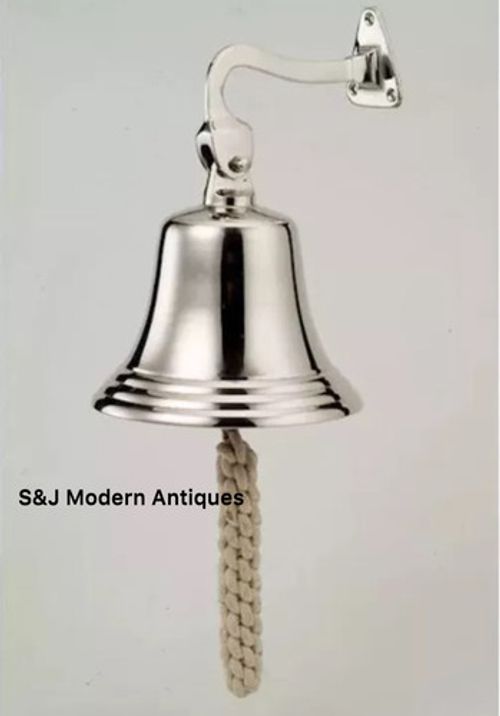 Antique Brass Wall Bell Nickel Vintage Ship School Pub Last Order Dinner Door 6"