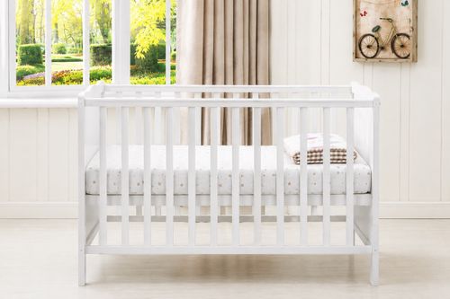 White Wooden Baby Cot Bed Nursery Crib with Slatted Sides – Infant Toddler Cot — image 5