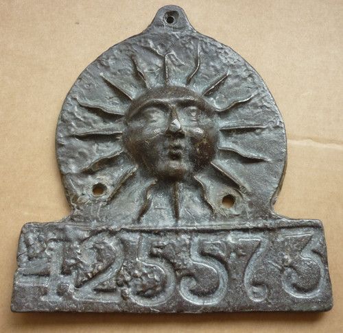 Sun Fire Office Lead Fire Insurance Mark Sign Plaque Reproduction