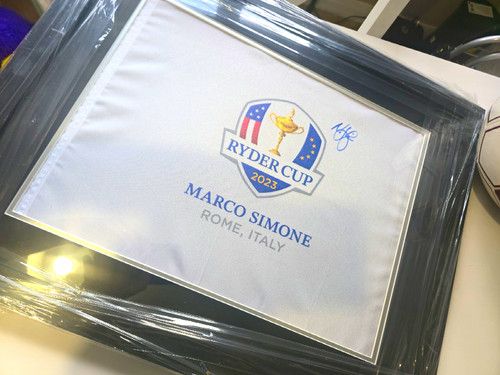 nicolai højgaard Ryder Cup 2023 Marco Simone Rome Italy Autographed Golf flag