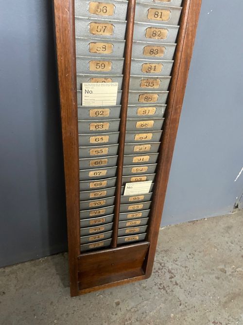 Vintage Clocking In Clock Machine Time Recorder Time Card Rack Holder — image 16