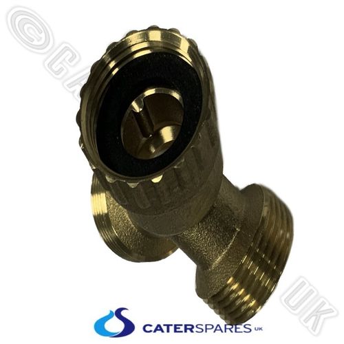 SOLID BRASS WASHING MACHINE Y PIECE 2 WAY FITTING TWIN FEED 3/4" BSP SPLITTER — image 2