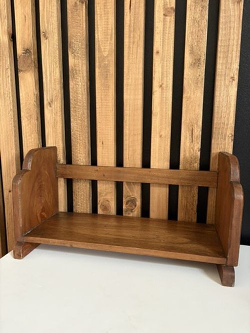 Vintage Solid Wood Book Trough Desk Top Shelf cottage farm house