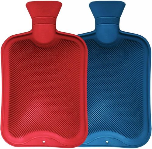Hot Water Bottle 2 Litre Large Natural Rubber Bottle Pack of 2 Pain Relief Warm — image 2