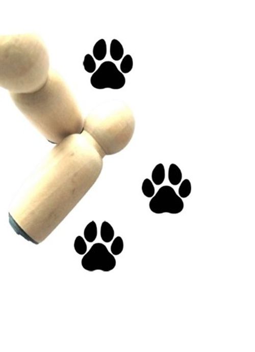 Paw Print Mini Stamp - 1.9cm Wood Mounted Rubber Stamp - Crafting