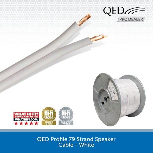 100m QED 79 Strand Oxygen Free Copper OFC High Quality HiFi Speaker Cable White