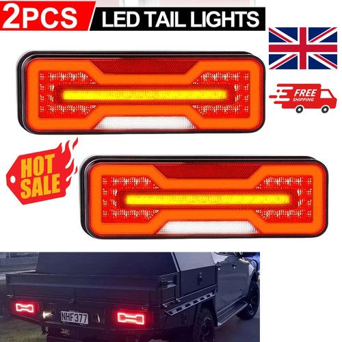 2x LED Rear Brake Tail Light Dynamic Indicator Truck Trailer 4 Functions 12V 24V